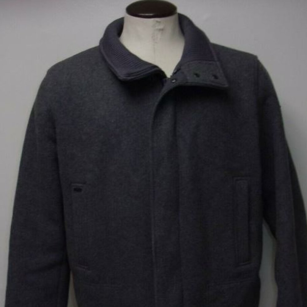 Men's LACOSTE Gray Wool Blend Lined Jacket Coat